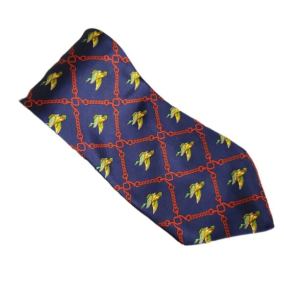 JP Jacques Ploenes Tie Mallard Duck Blue Red Mens Necktie Business Career - Picture 1 of 4